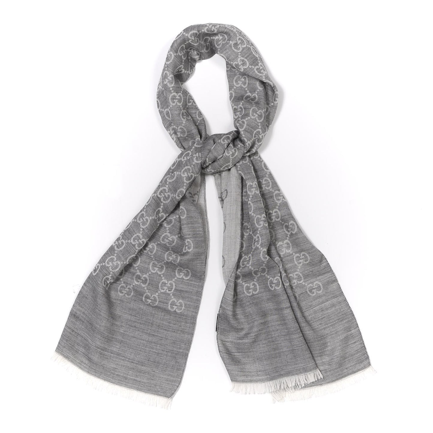Wool Silk GG Monogram GGNat Scarf Lead