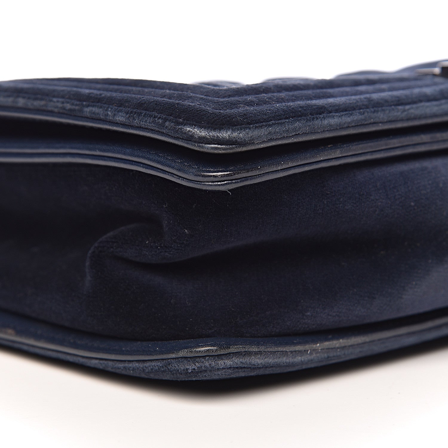 Chanel Velvet Tweed Quilted New Medium Boy Flap Dark Navy Blue 9 of 15