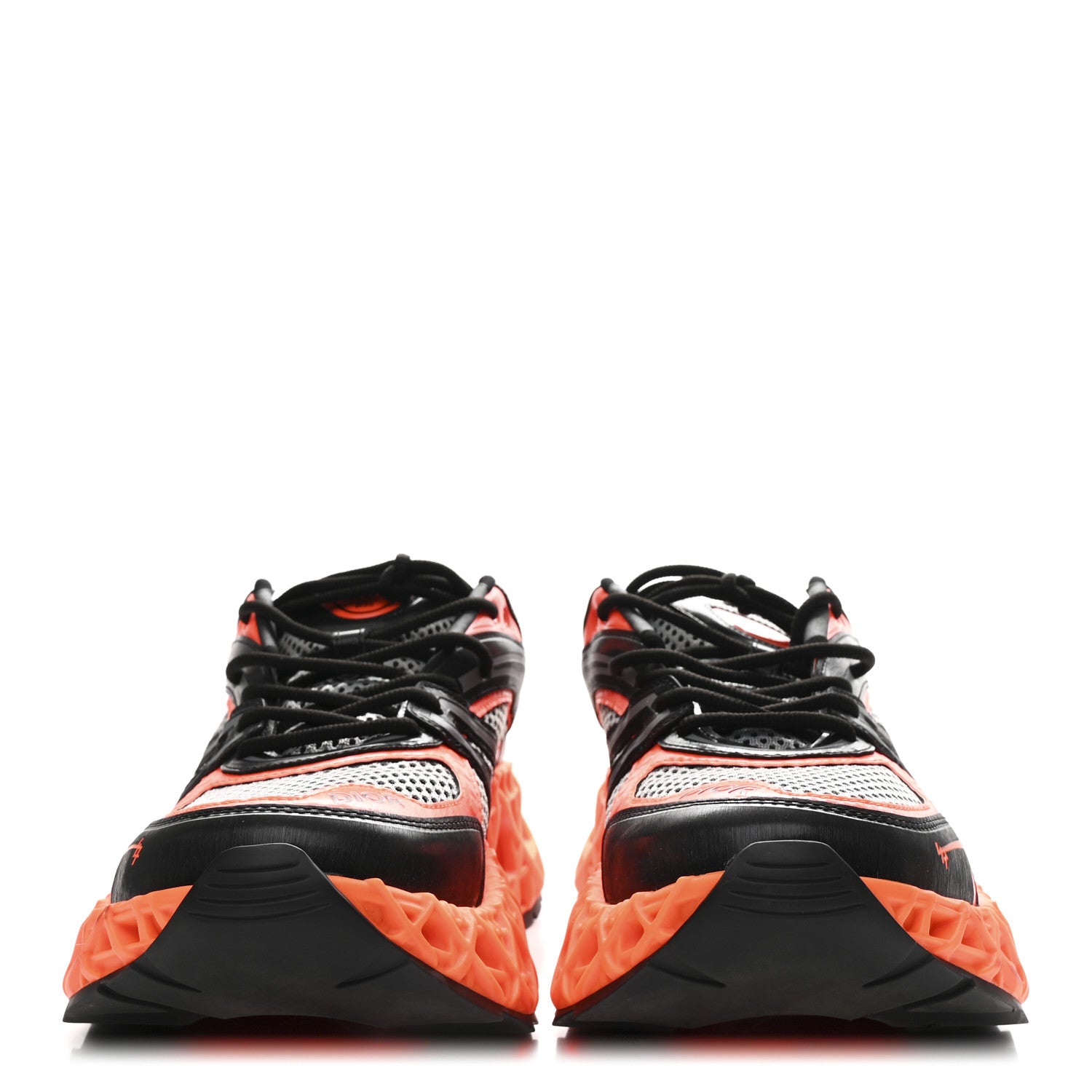 Christian Dior Technical Mesh Calfskin Mens B35 NXXT Sneakers 45 Black Orange 3 of 9
