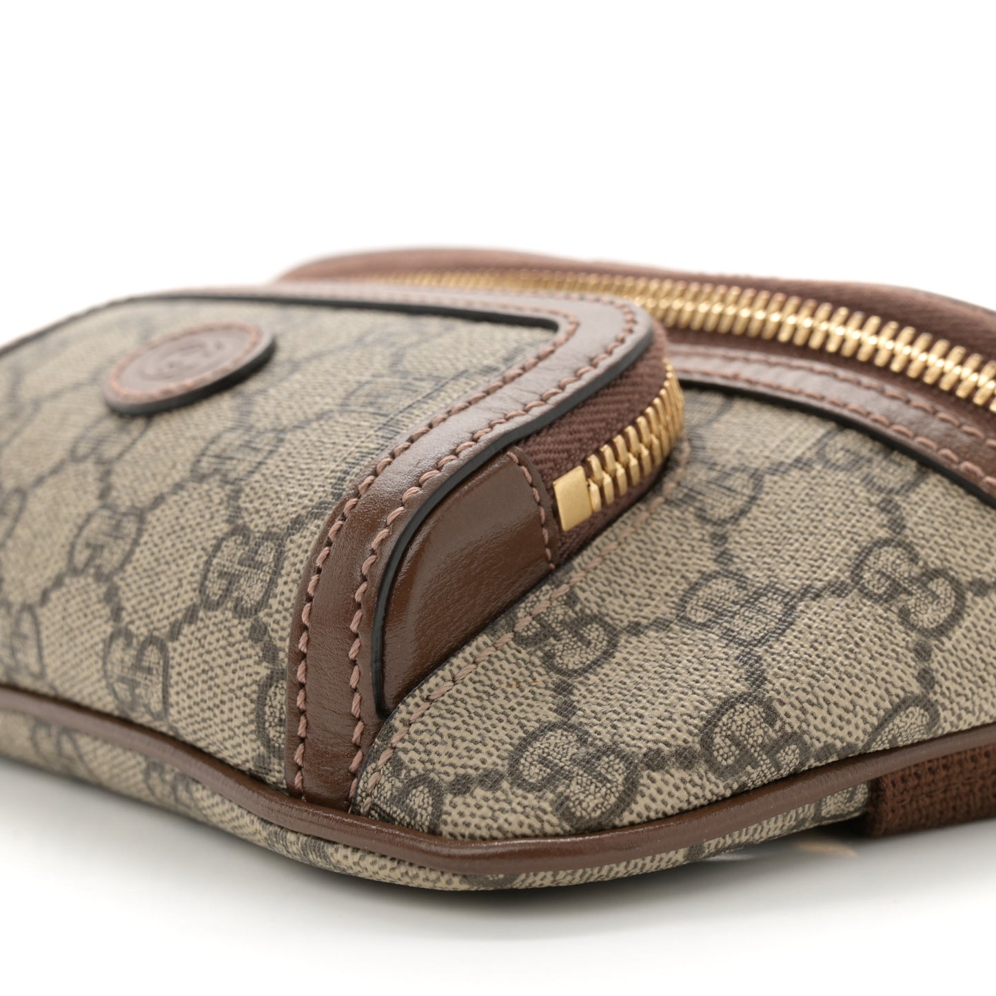 GG Supreme Monogram Textured Calfskin Retro Interlocking G Belt Bag Beige Ebony Brown Sugar