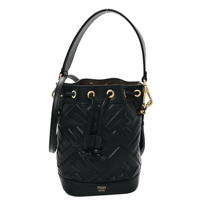 Fendi Vitello Liberty F is Fendi FF 1974 Embossed Mini Mon Tresor Bucket Bag Black 1 of 11