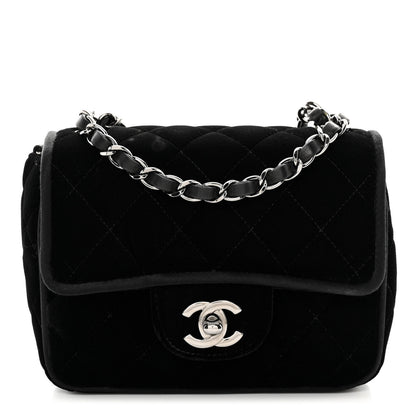 Chanel Velvet Quilted Mini Square Flap Black 1 of 11
