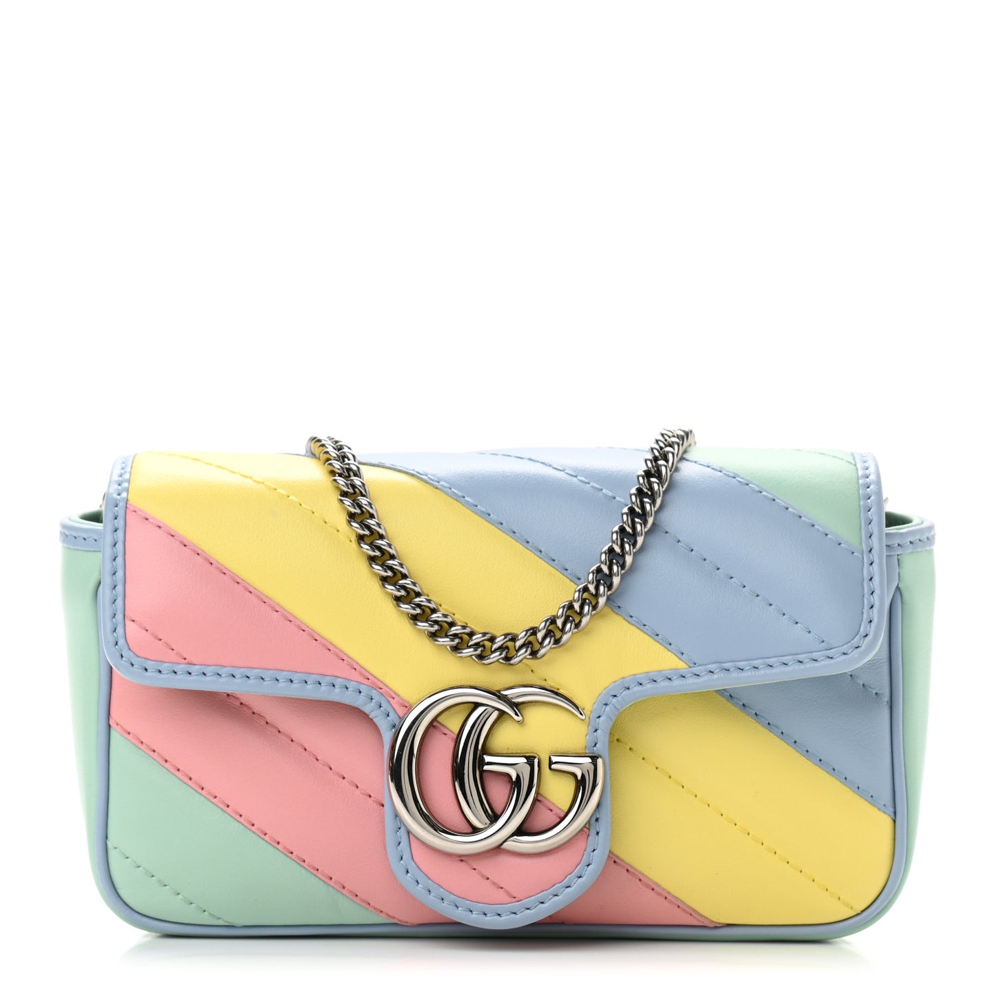 Calfskin Matelasse Diagonal Super Mini GG Marmont Shoulder Bag Multicolor Pastel