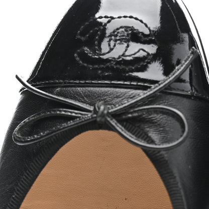 Chanel Lambskin Patent Cap Toe Ballerina Flats 39.5 Black 10 of 18