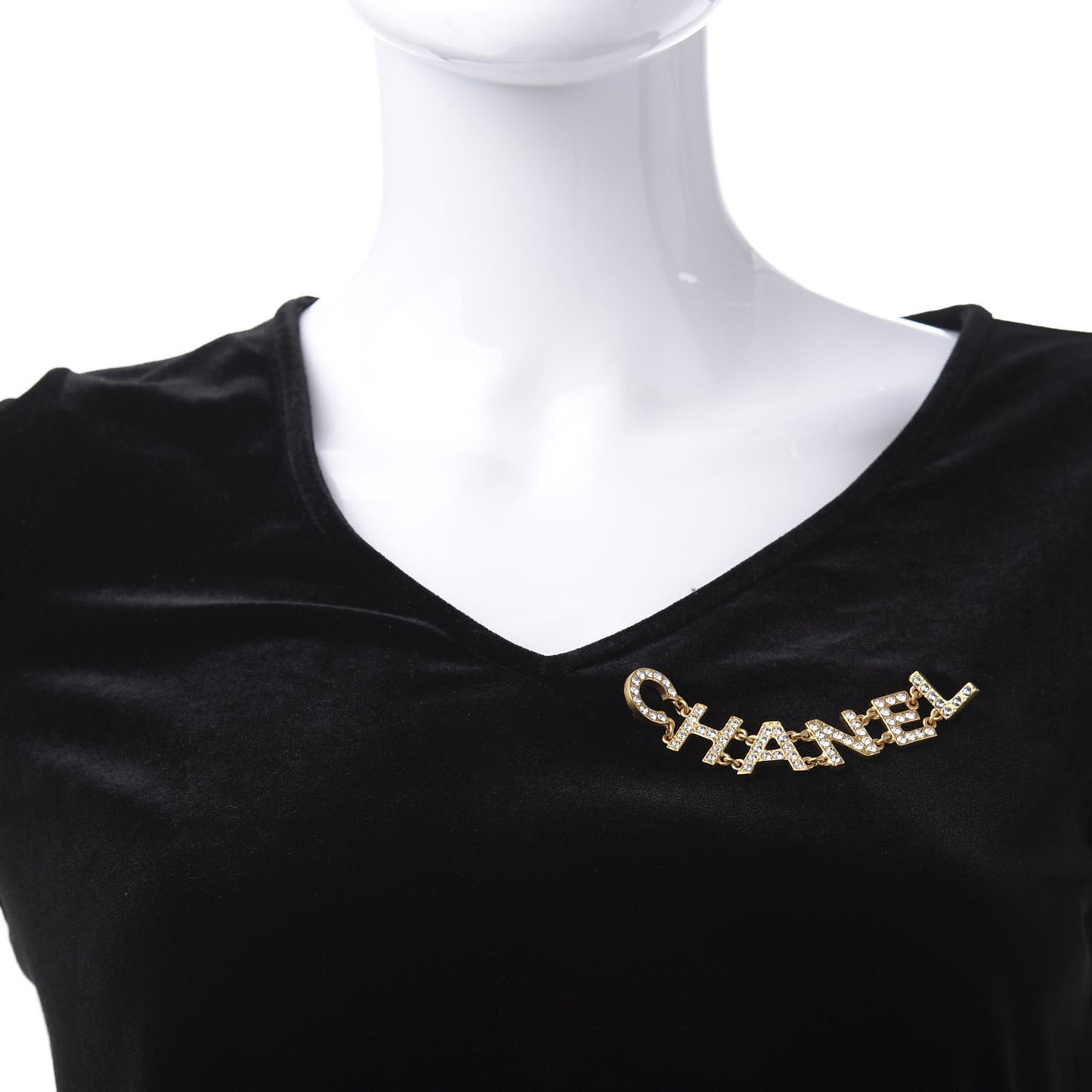 Crystal Logo Brooch Gold