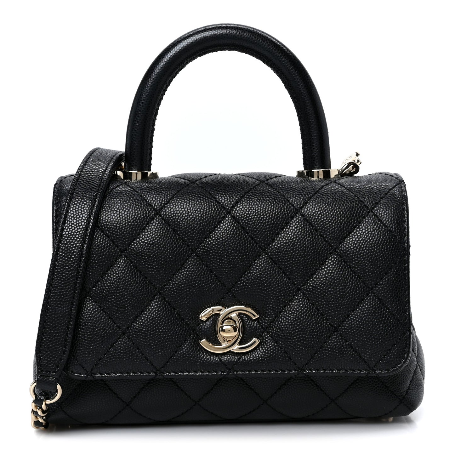 Caviar Quilted Extra Mini Coco Handle Flap Black