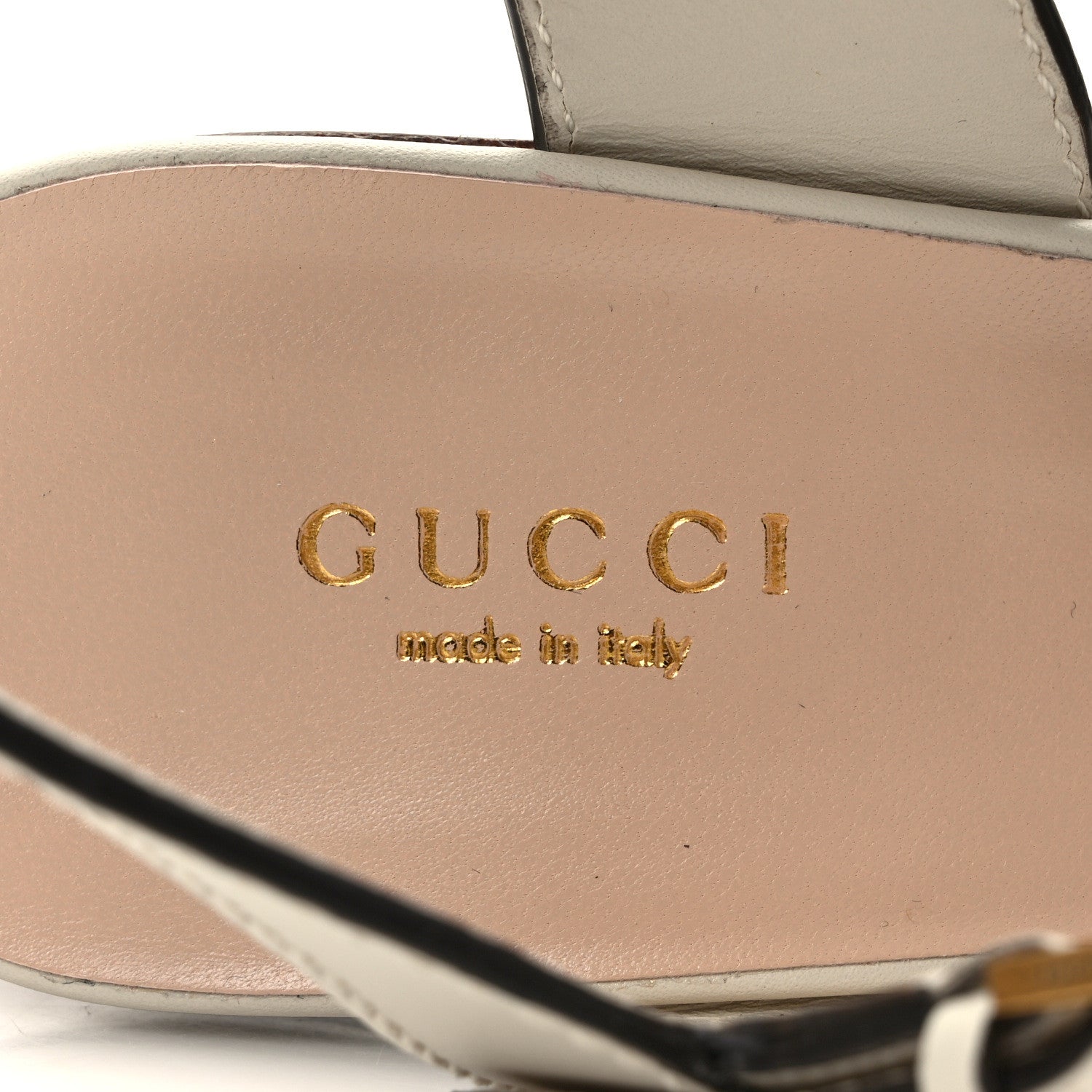 Gucci Cosmos Softy Calfskin Wooden Interlocking G Cut-Out 30/120mm Platform Sandals 39 Mystic White 7 of 8