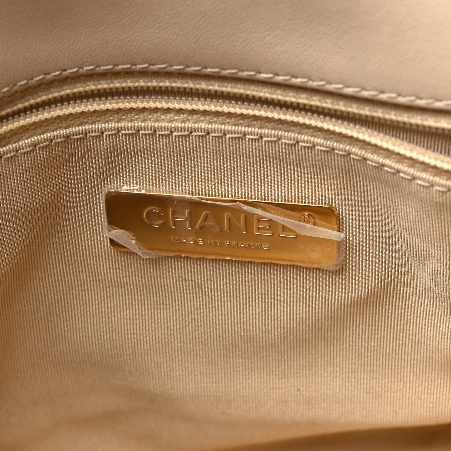 Lambskin Quilted Medium Chanel 19 Flap Beige