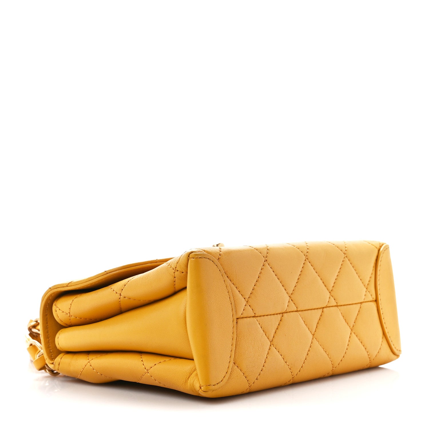 Chanel Lambskin Quilted Trendy Spirit Top Handle Flap Yellow 4 of 11