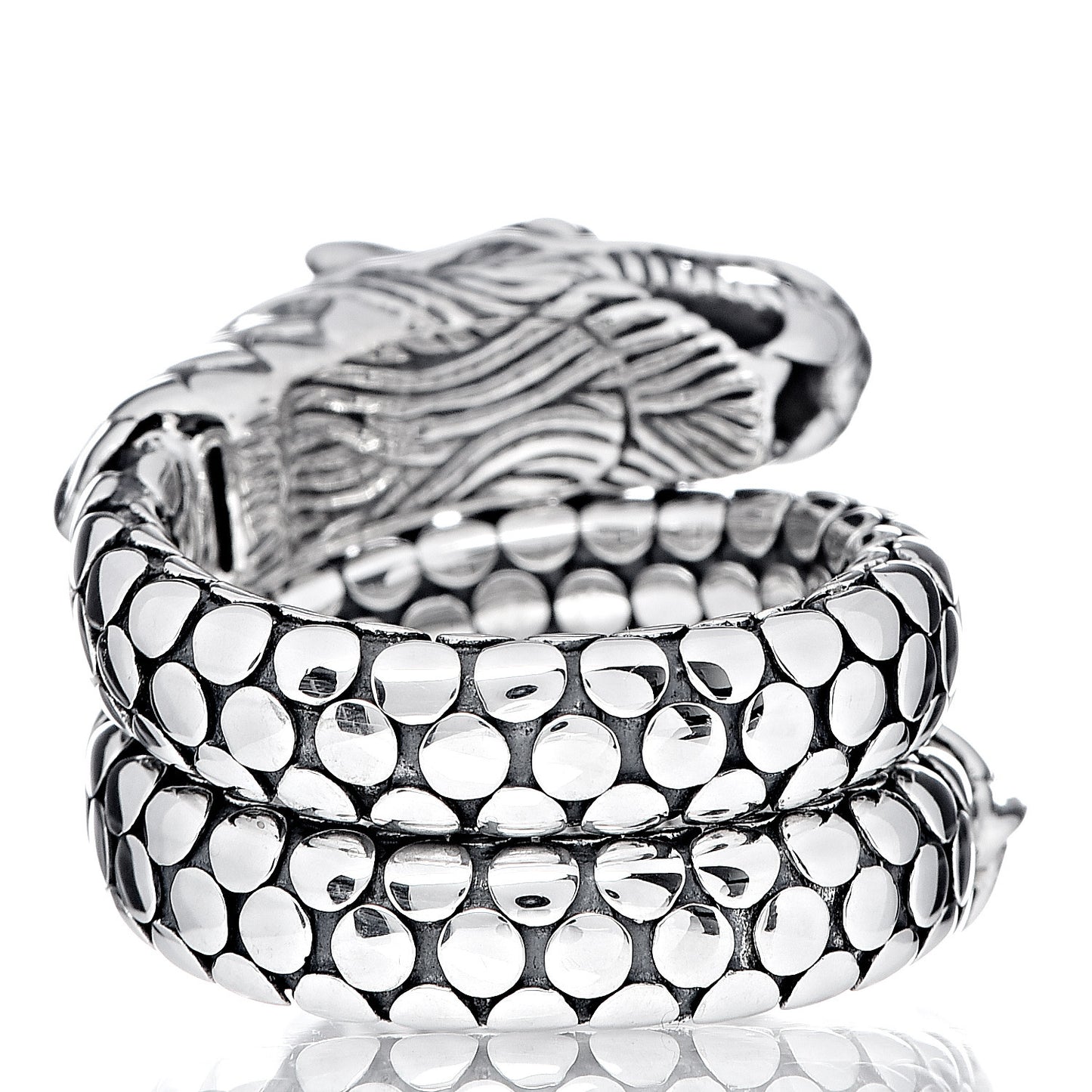 Sterling Silver Legends Naga Dragon Coil Ring 56 7.5