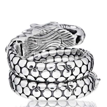 John Hardy Sterling Silver Legends Naga Dragon Coil Ring 56 7.5 4 of 5