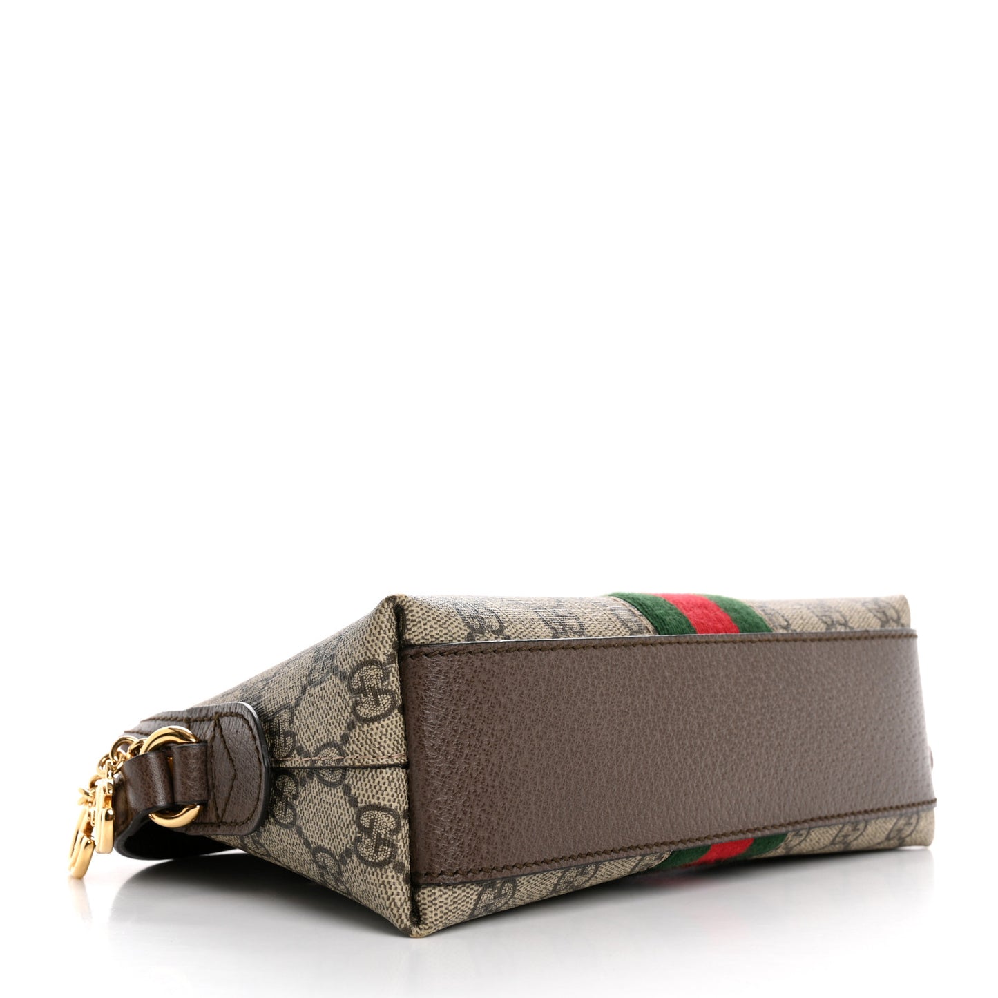 GG Supreme Monogram Textured Dollar Calfskin Web Small Ophidia Dome Shoulder Bag Beige Ebony New Acero