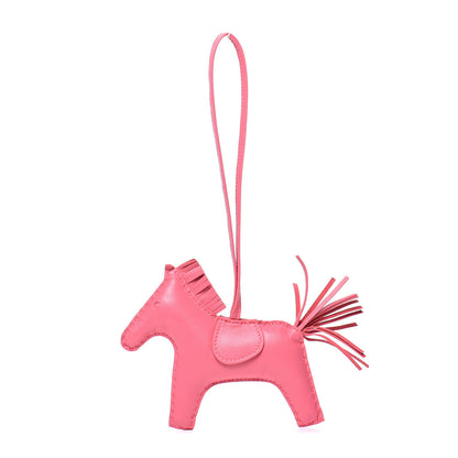 Hermes Milo Lambskin Grigri Rodeo Horse Bag Charm MM Rose Azalee 1 of 5