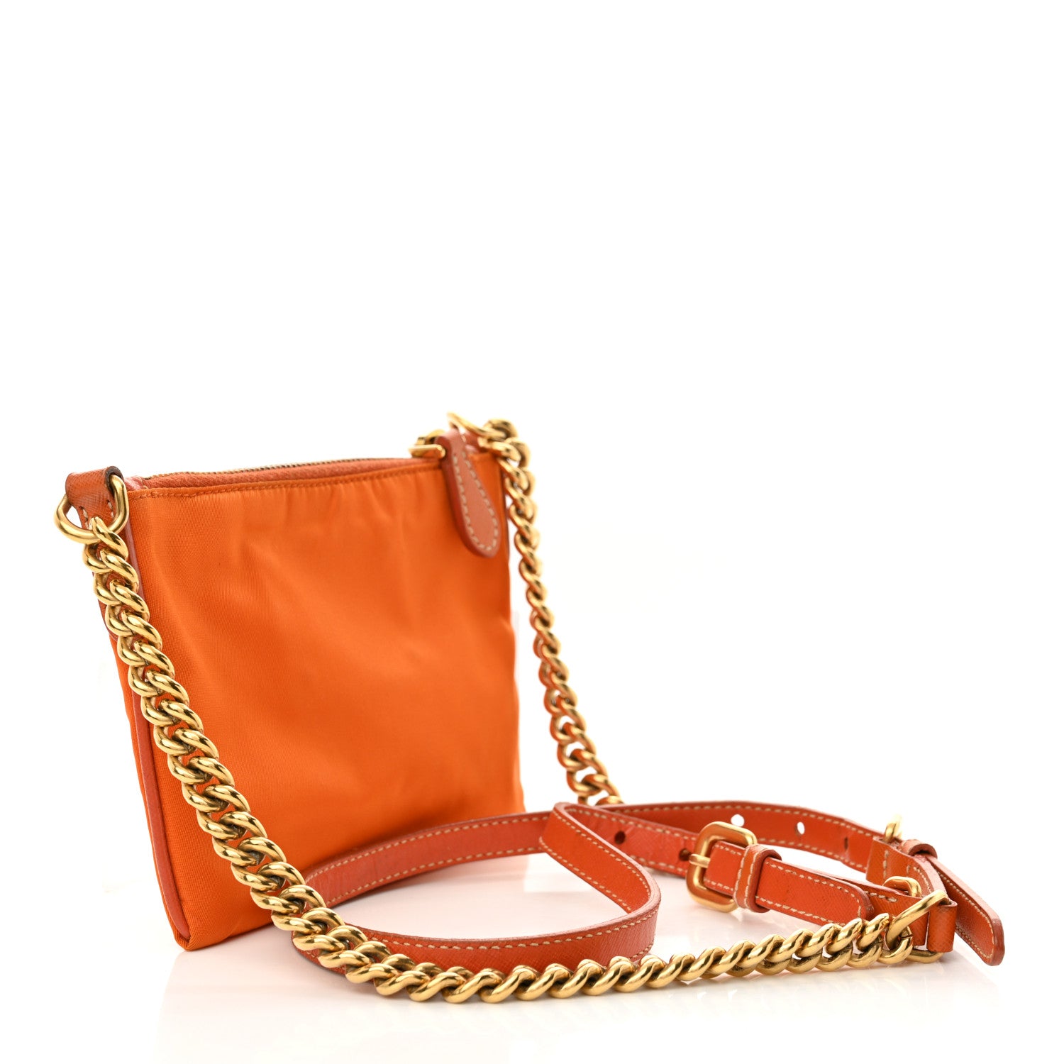Prada Tessuto Nylon Saffiano Logo Crossbody Bag Orange 3 of 14