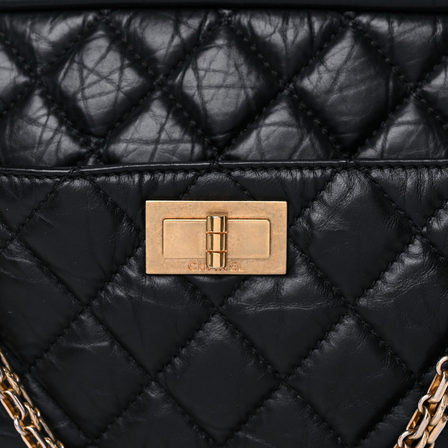 Aged Calfskin Quilted Medium Reissue Camera Case Black