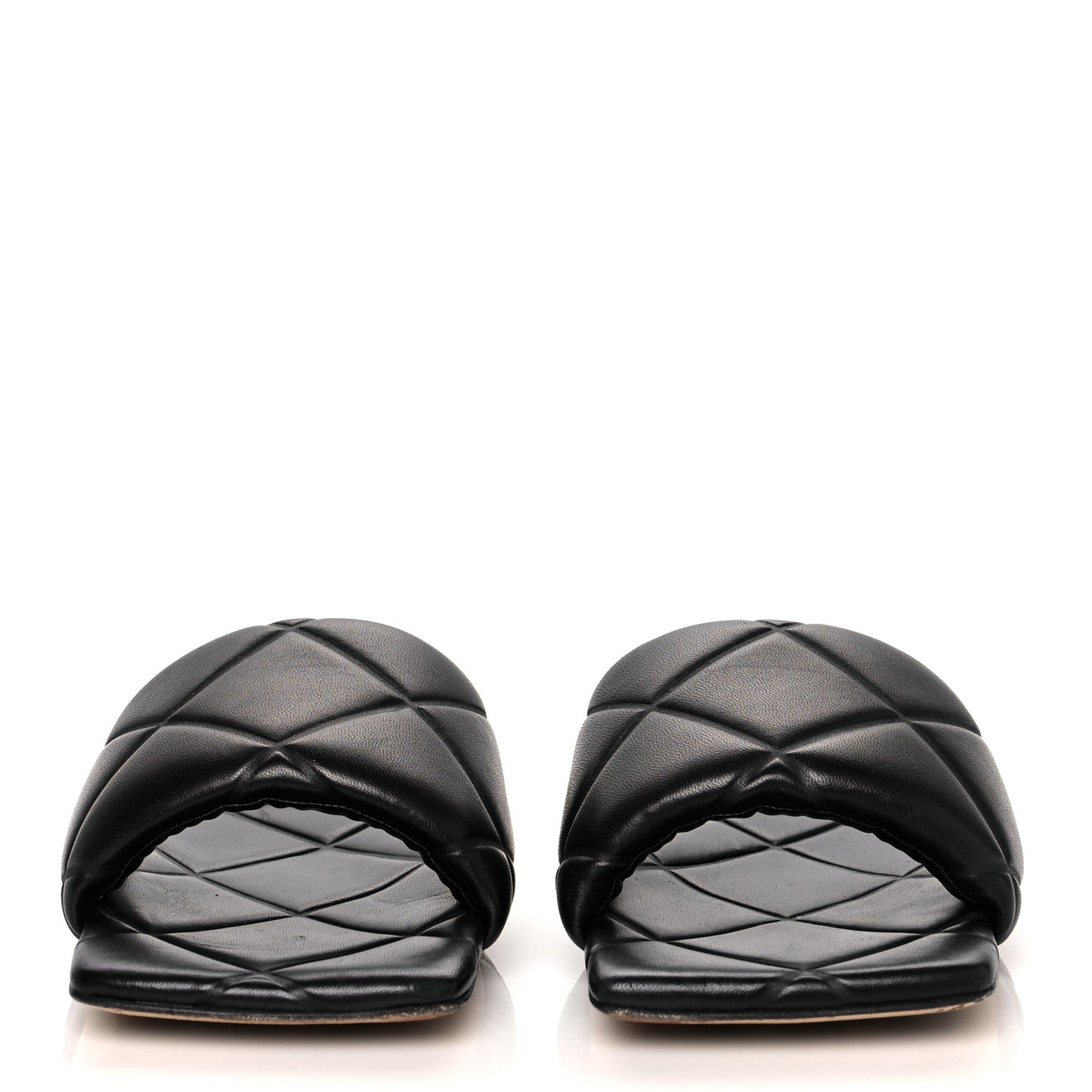Nappa Quilted Rubber Lido Flat Sandals 40 Black