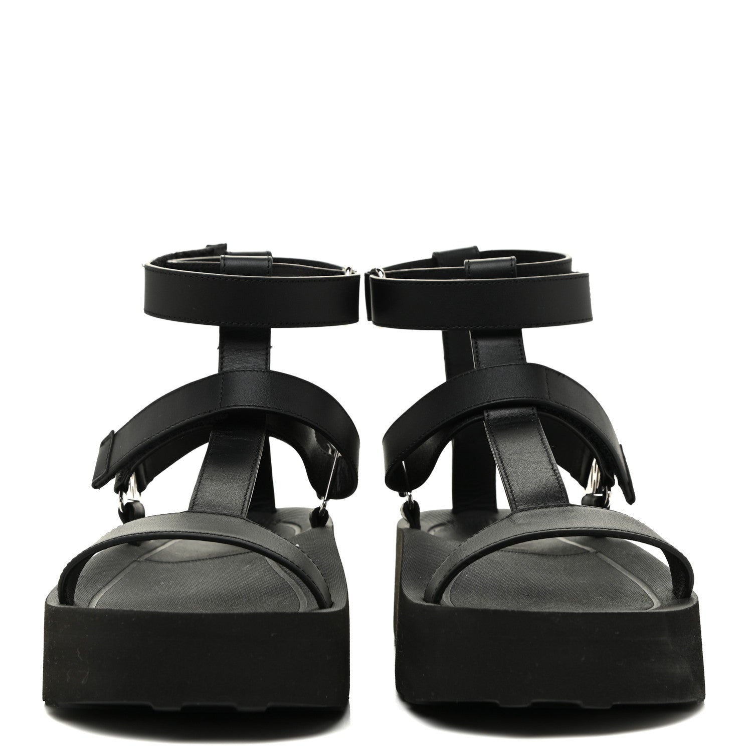 Hermes Calfskin Womens Enid Sandals 38.5 Black 2 of 8