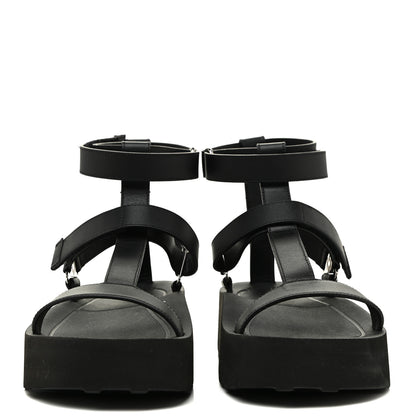 Hermes Calfskin Womens Enid Sandals 38.5 Black 2 of 8