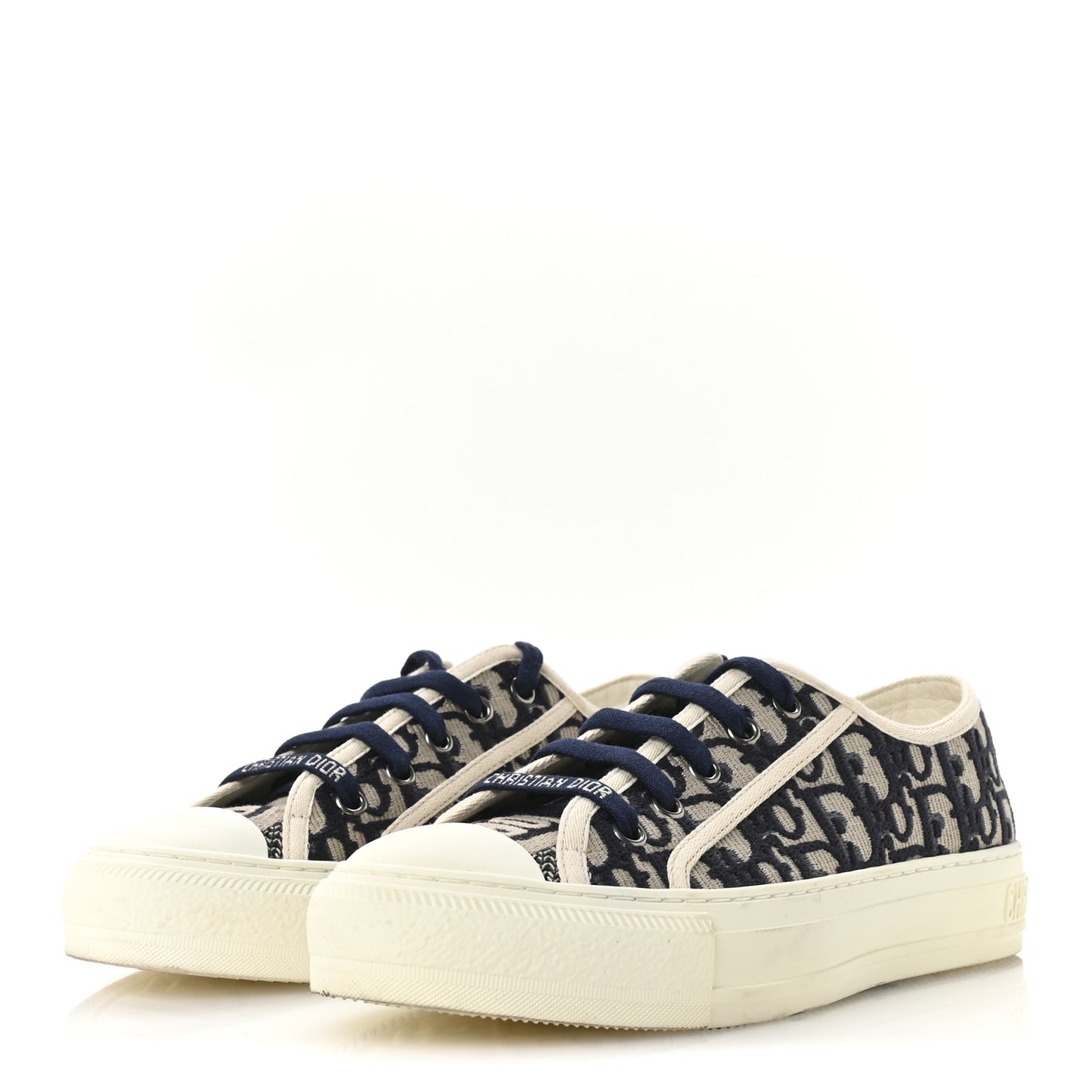 Canvas Oblique Walk'N'Dior Low Top Sneakers 37.5 Deep Blue