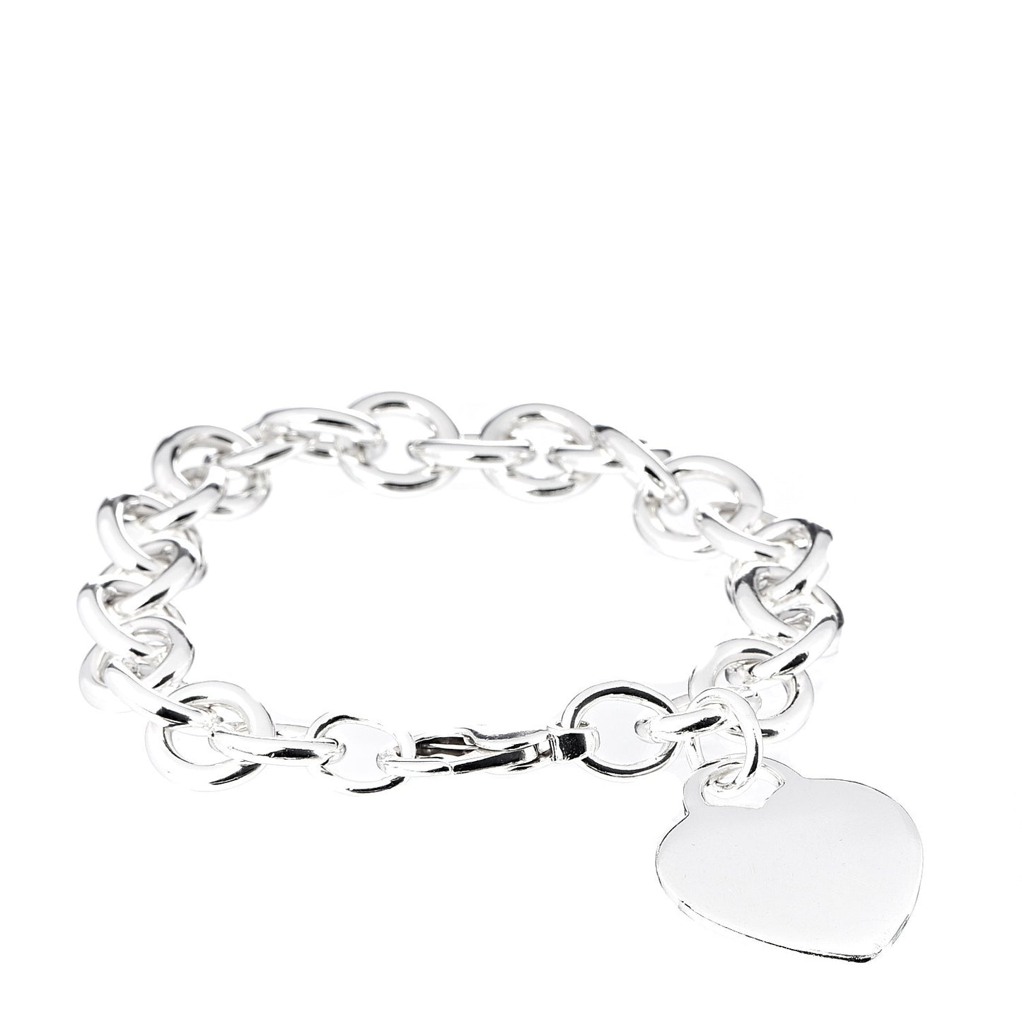Sterling Silver Heart Tag Charm Bracelet