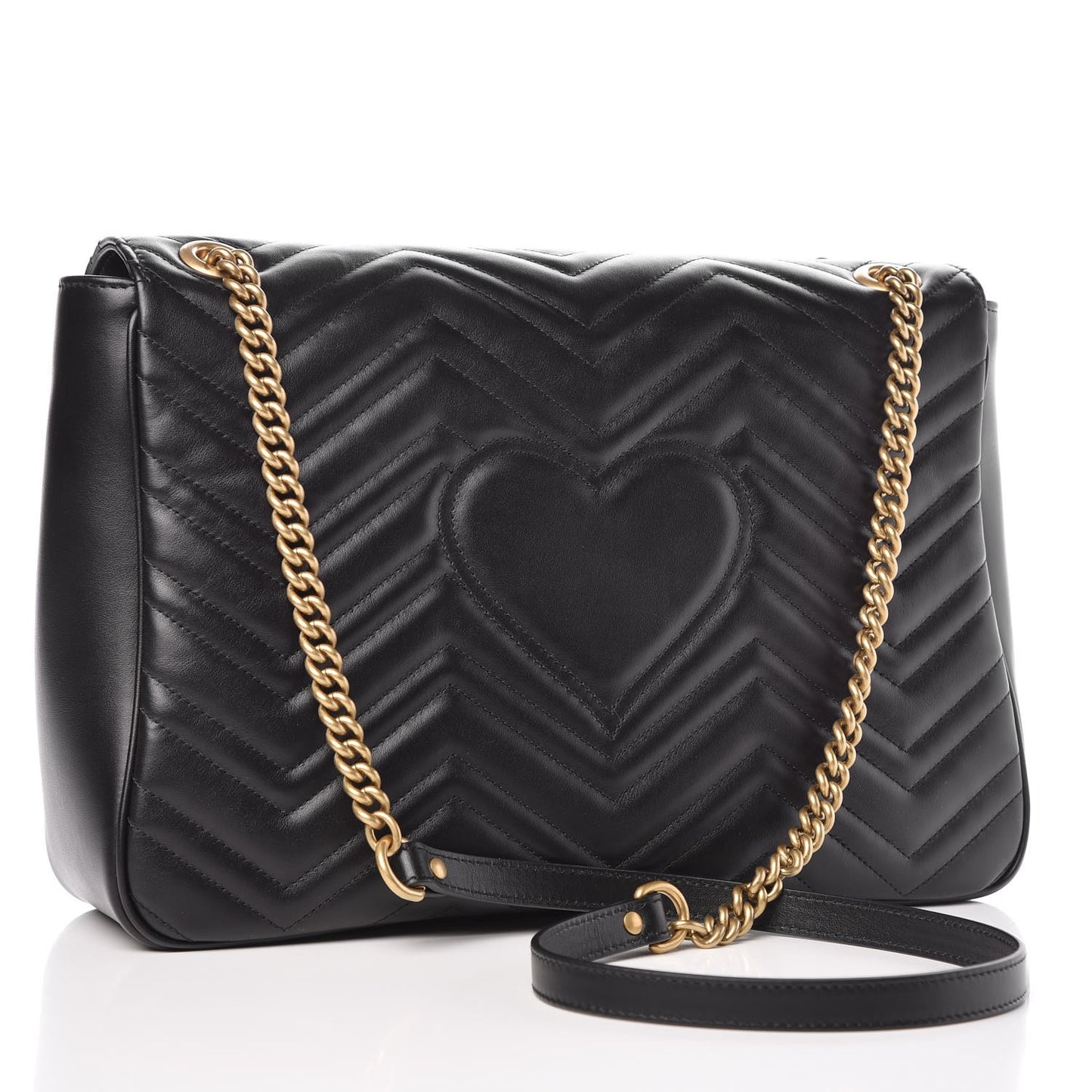 Calfskin Matelasse Large GG Marmont Shoulder Bag Black