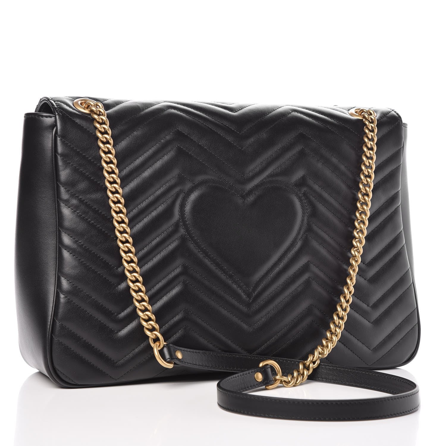 Gucci Calfskin Matelasse Large GG Marmont Shoulder Bag Black 3 of 10
