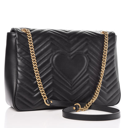 Gucci Calfskin Matelasse Large GG Marmont Shoulder Bag Black 3 of 10