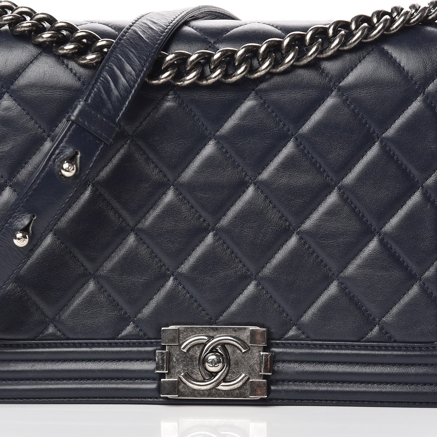 Chanel Lambskin Quilted New Medium Boy Flap Navy 10 of 15