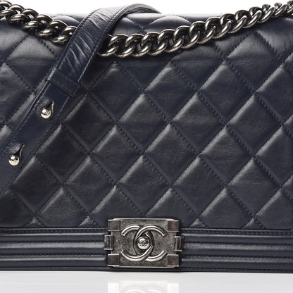 Chanel Lambskin Quilted New Medium Boy Flap Navy 10 of 15