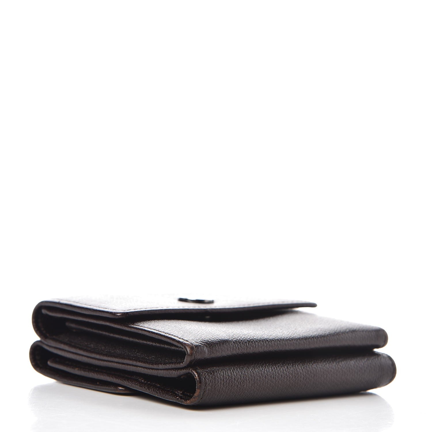 Chanel Grained Calfskin CC Button Compact Wallet Dark Brown 4 of 8