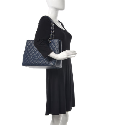 Chanel Caviar Quilted Grand Shopping Tote GST Dark Navy Blue 2 of 9