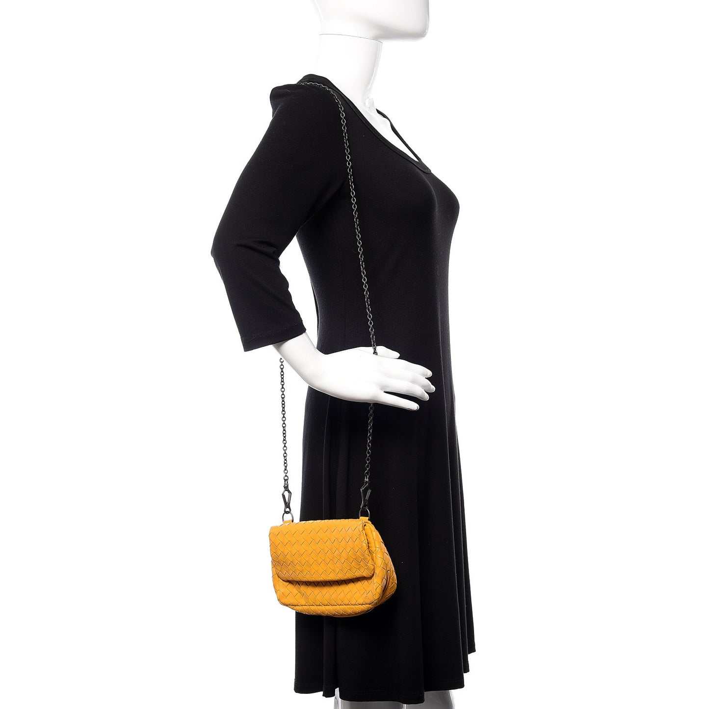 Nappa Intrecciato Small Chain Crossbody Marigold