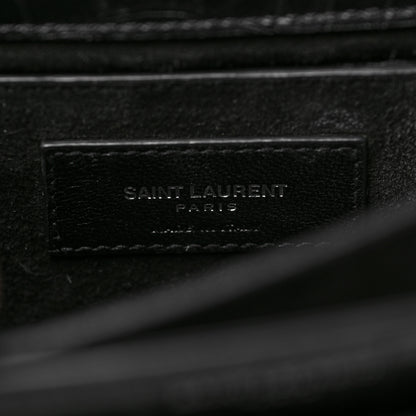Saint Laurent Calfskin Crocodile Embossed Medium Monogram Sunset Black 6 of 9