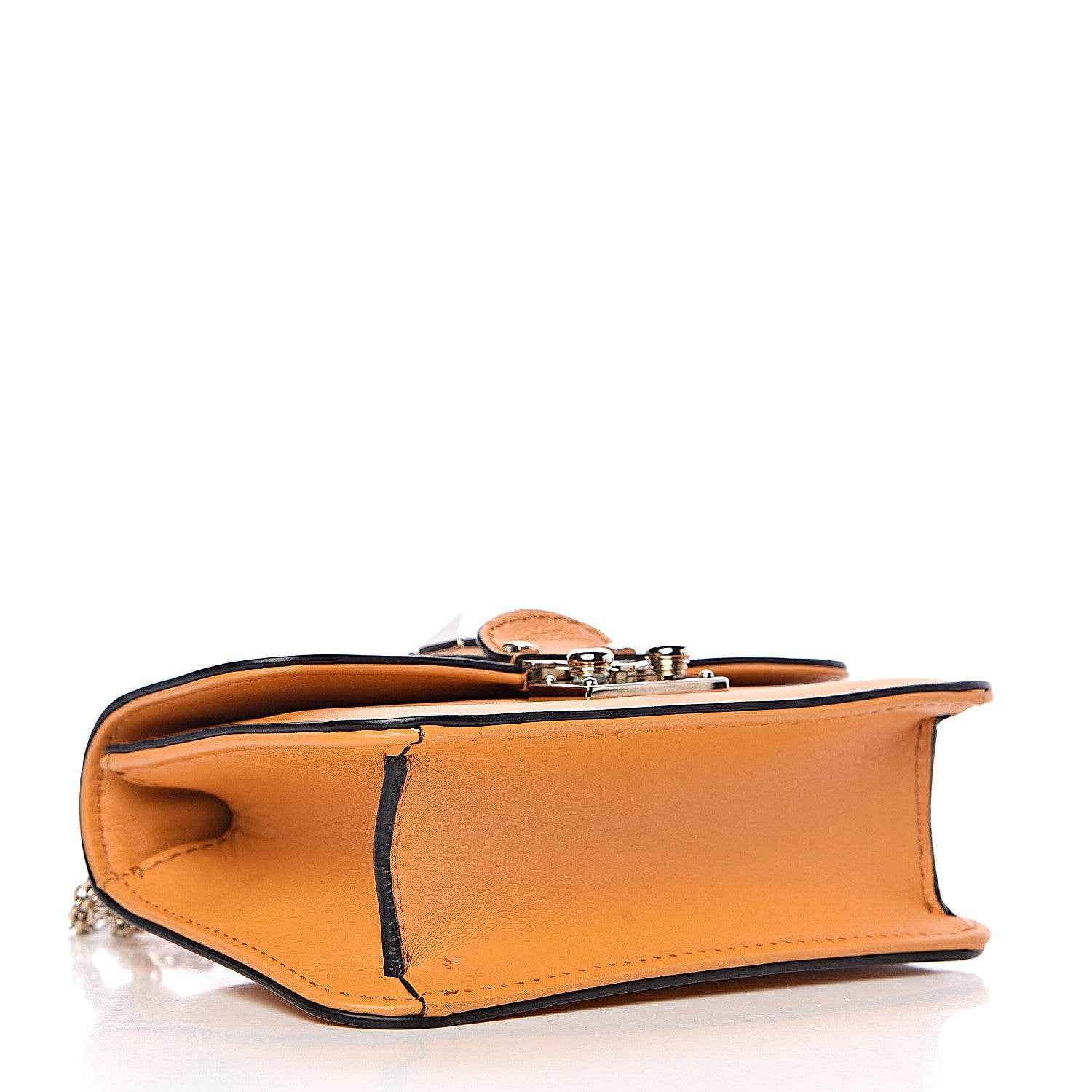 Valentino Garavani Vitello Mini Glam Lock Rockstud Flap Mandarin Sorbet 4 of 9