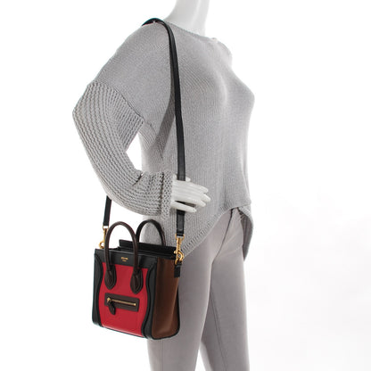 Celine Bullhide Calfskin Micro Tri-Color Luggage Bright Red 2 of 8