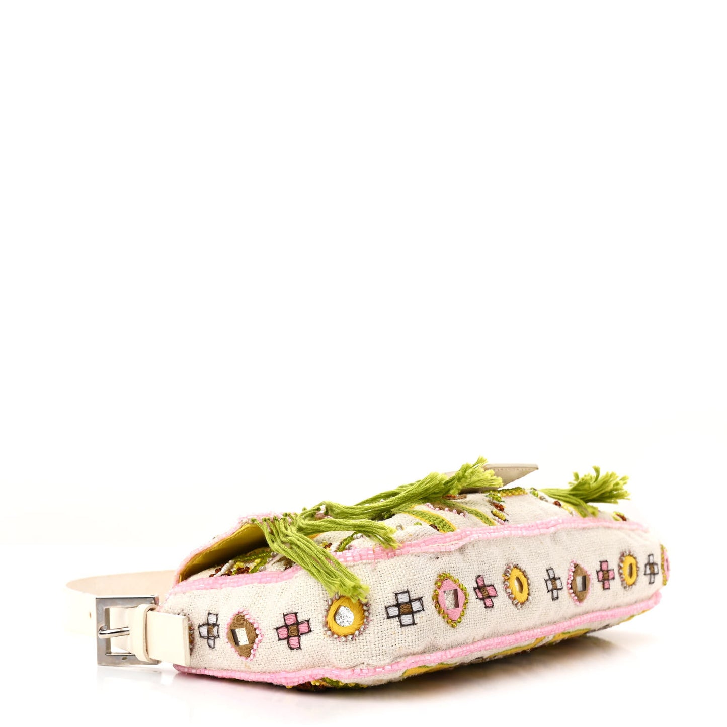 Canvas Beaded Baguette White Multicolor