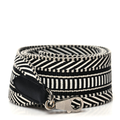 Hermes Toile Swift 50mm Sangle Cavale Shoulder Strap Black Ecru 1 of 5