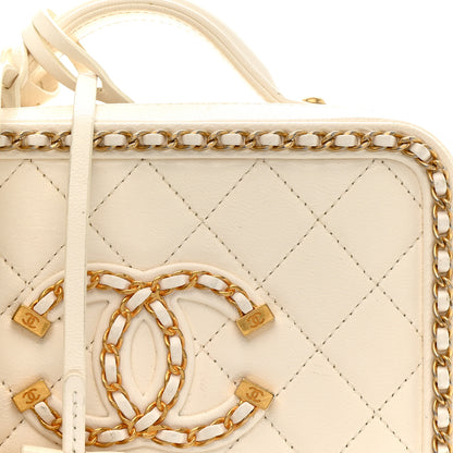 Chanel Goatskin Quilted Small CC Filigree Vanity Case White 8 of 15