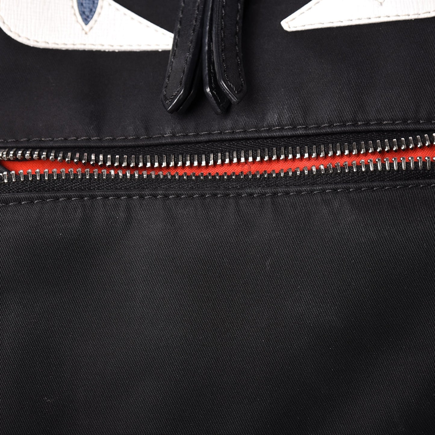 Nylon Vitello Fox Goat Fur Monster Eyes Mini Backpack Black Multicolor Sky