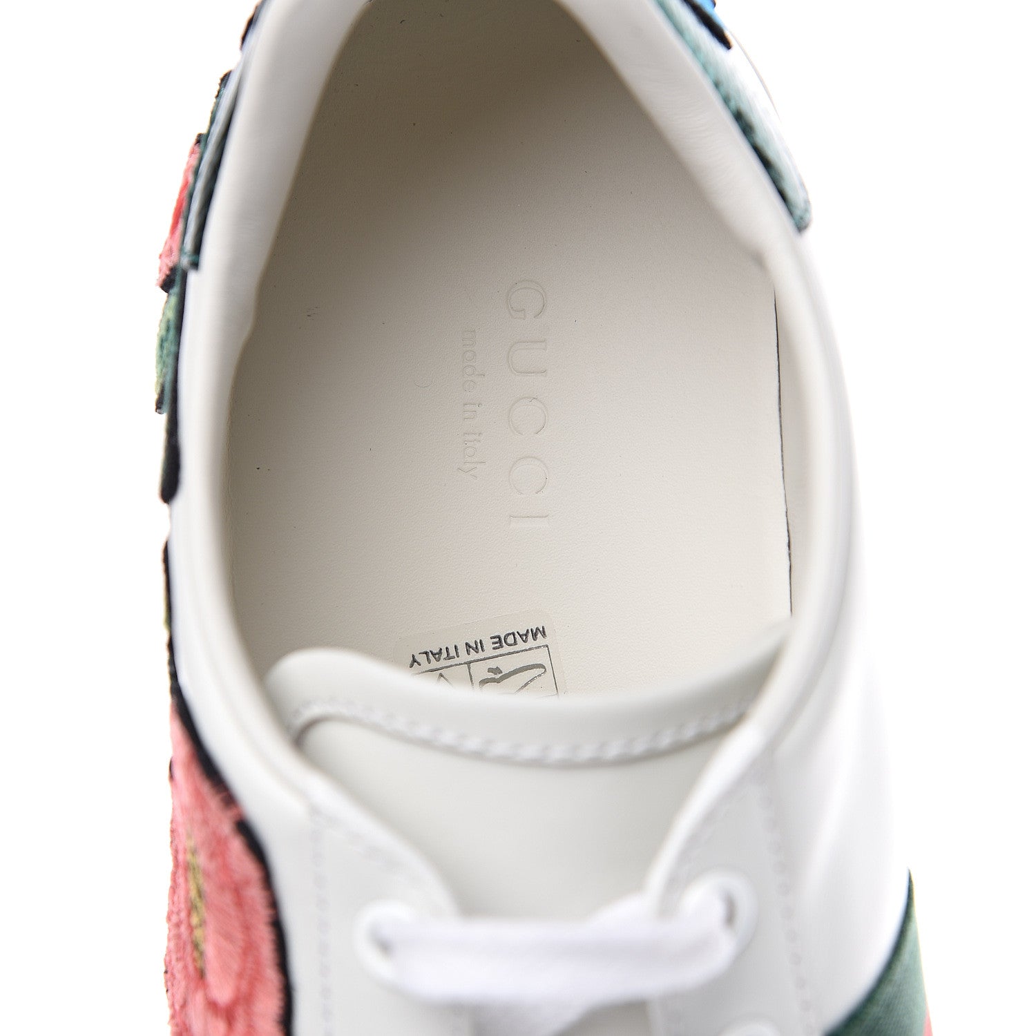 Gucci Calfskin Web Floral Embroidered Womens Ace Sneakers 38.5 White 6 of 9