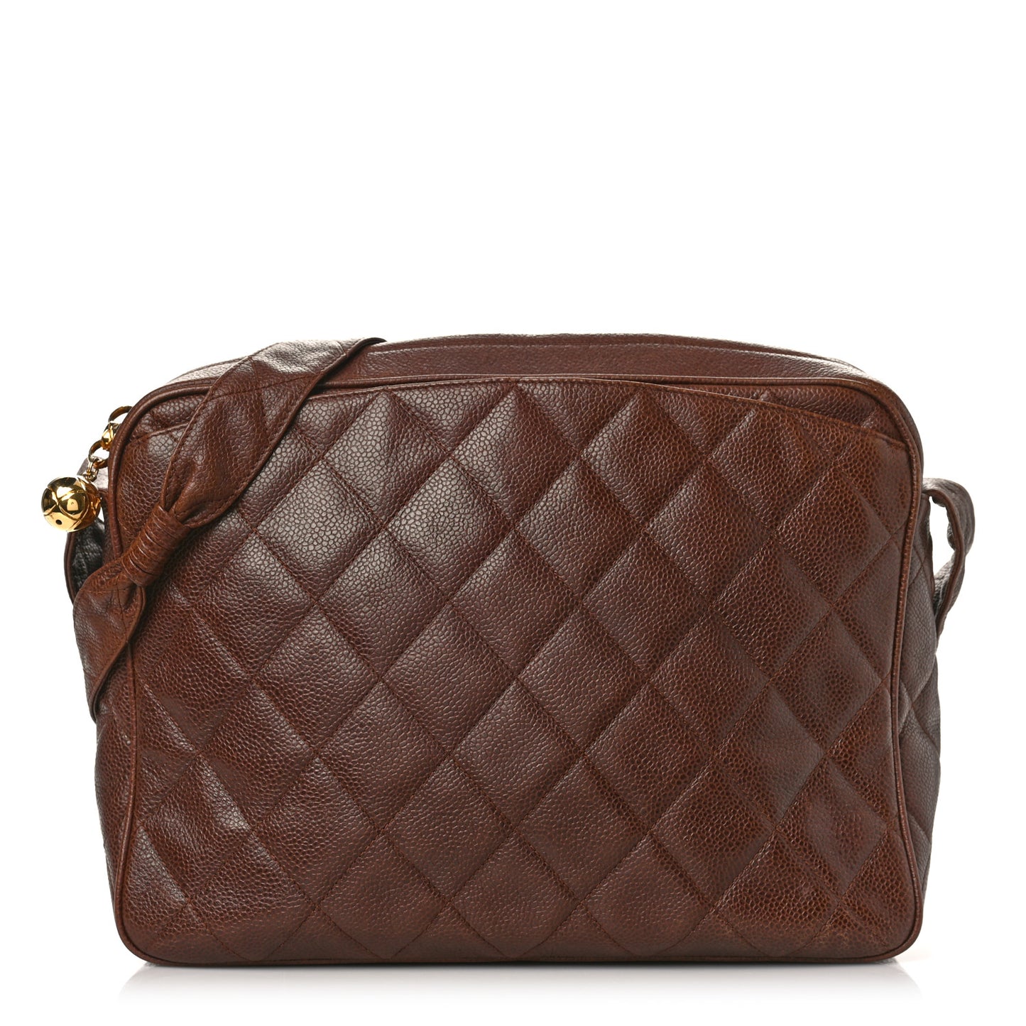 Caviar Quilted Camera Case Brown