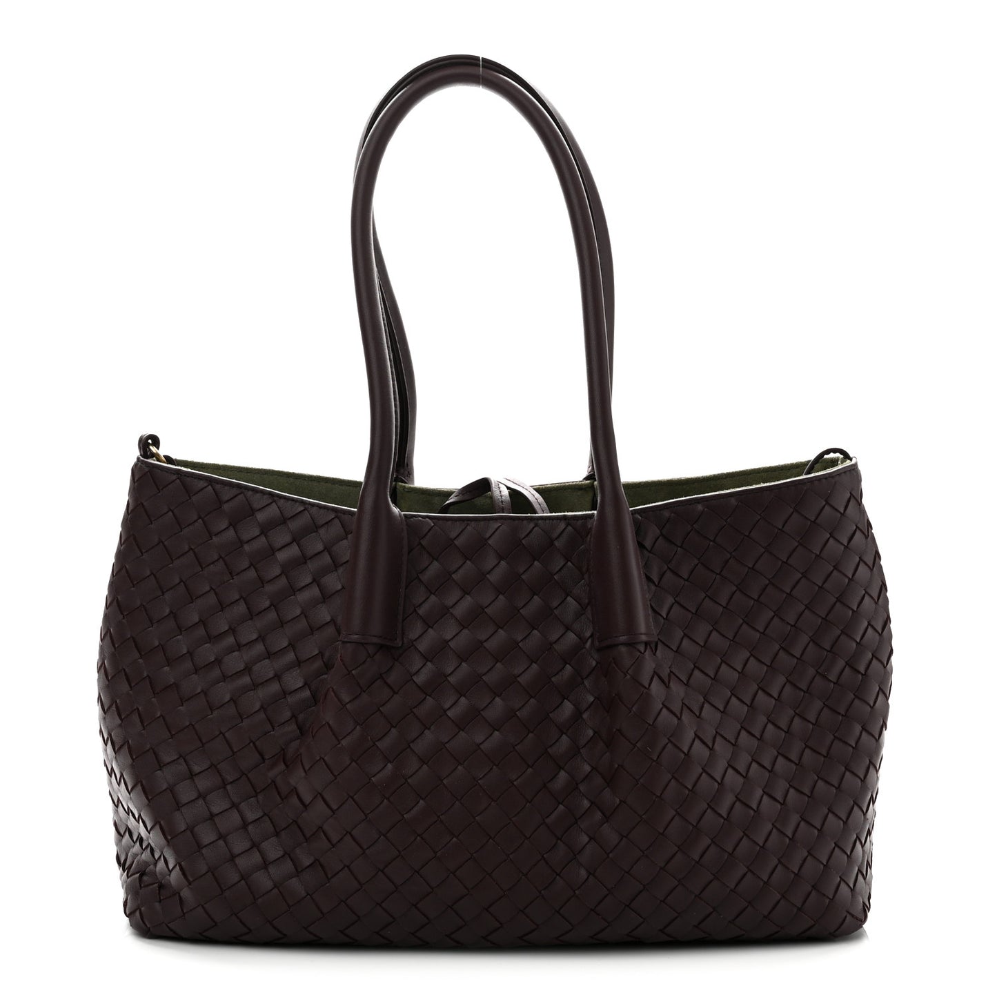 Calfskin Intrecciato Pinacoteca Reversible Tote Dark Barolo Pickle