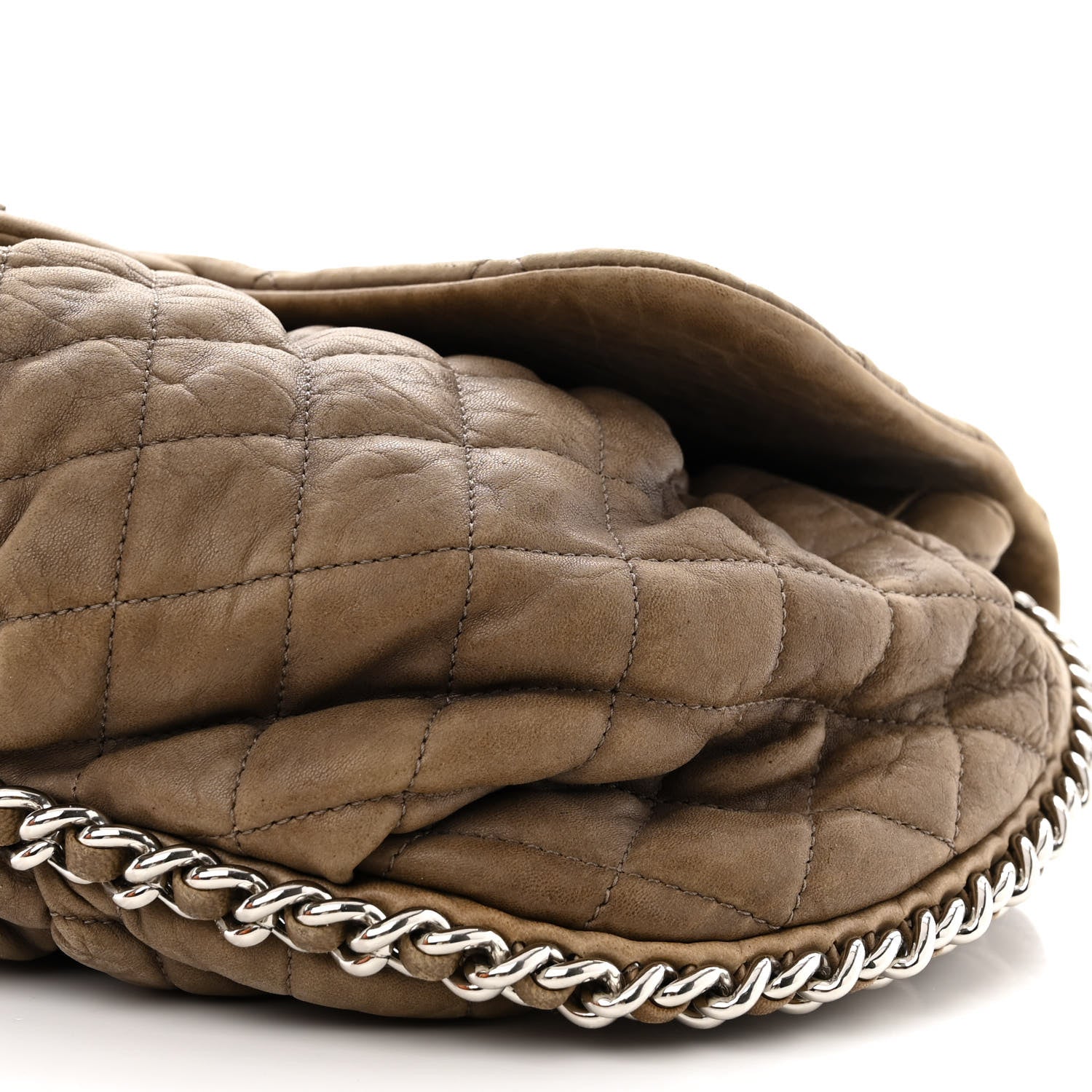 Chanel Washed Lambskin Quilted Large Chain Around Messenger Taupe 10 of 10
