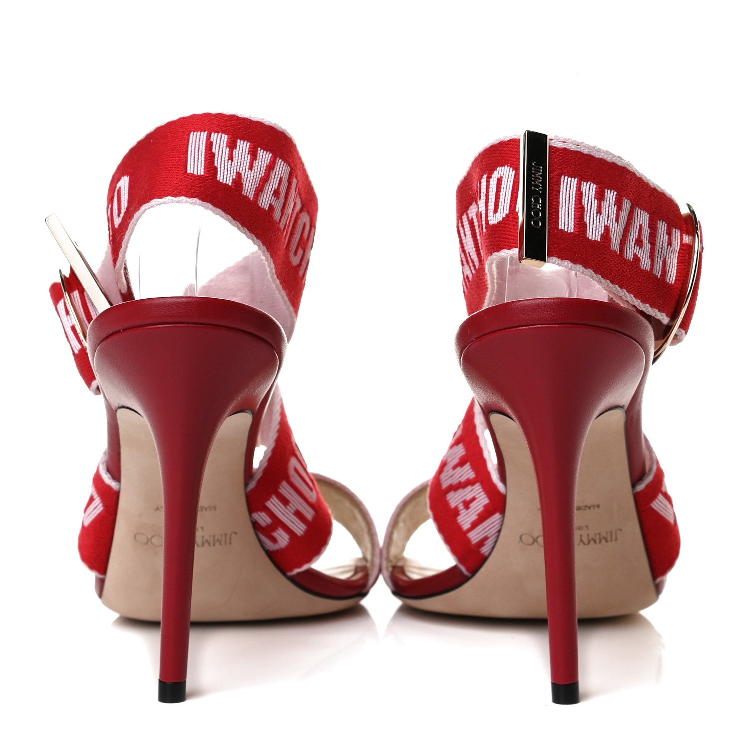 Jimmy Choo Canvas Bailey 100 Pumps 41 Red White 5 of 10