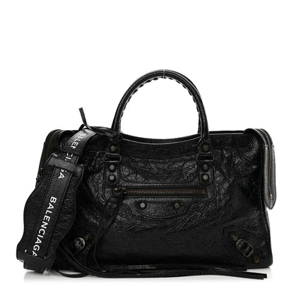 Balenciaga Agneau Classic Hardware S City Logo Strap Black White 1 of 14