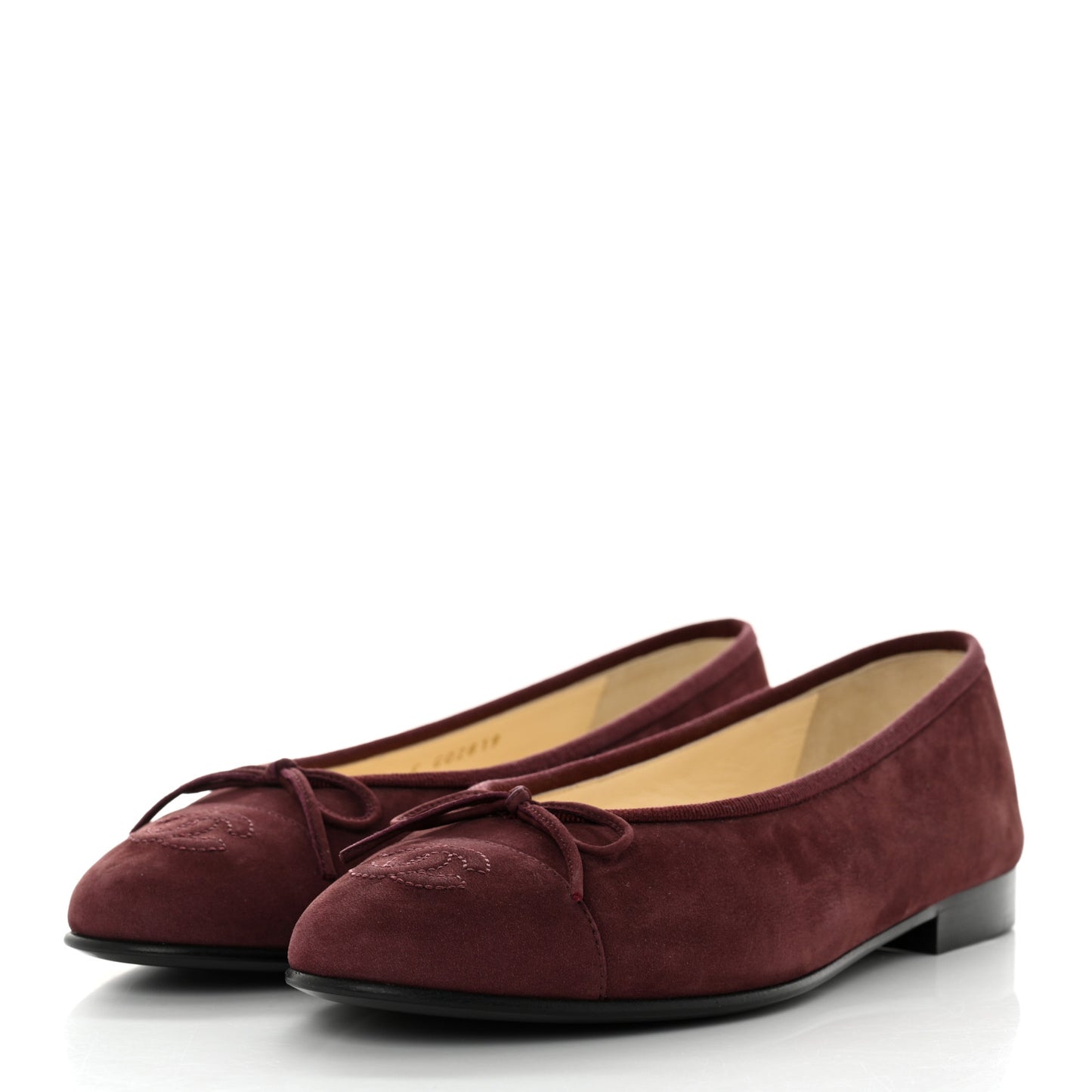 Suede Cap Toe CC Ballerina Flats 36.5 Burgundy