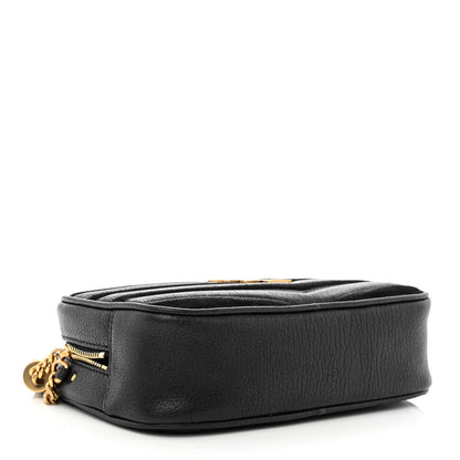 Saint Laurent Calfskin Suede Matelasse Monogram Mini Lou Camera Bag Black 4 of 11