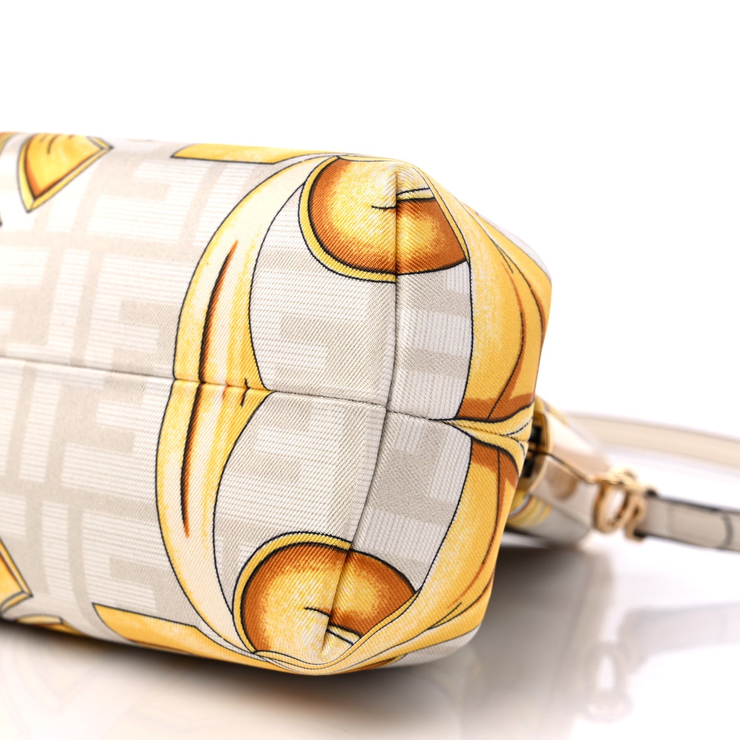 X VERSACE Silk Calfskin Fendace FF Baroque Print Medium Fendi First White Gold