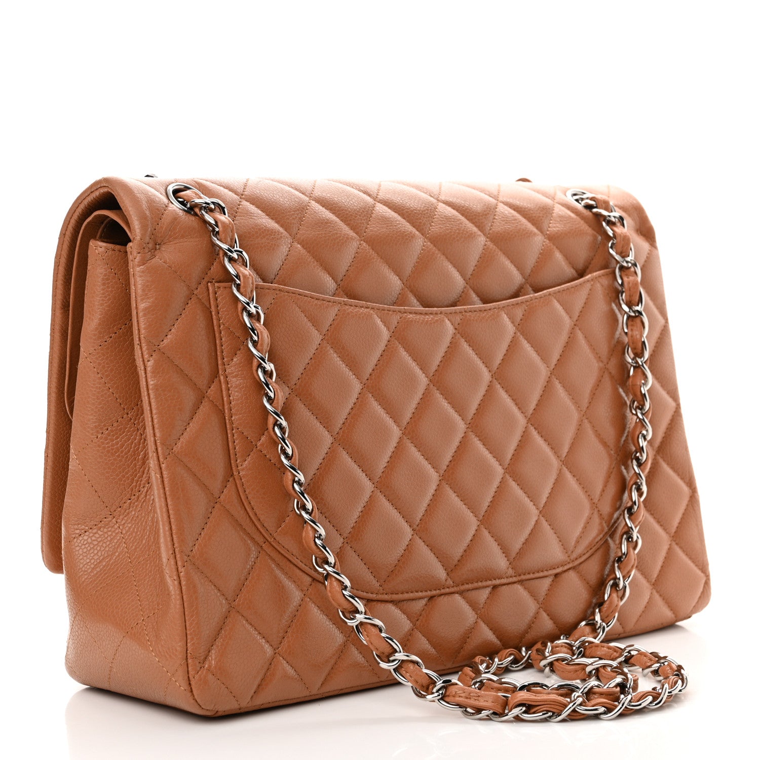 Chanel Caviar Quilted Maxi Double Flap Light Brown 3 of 11