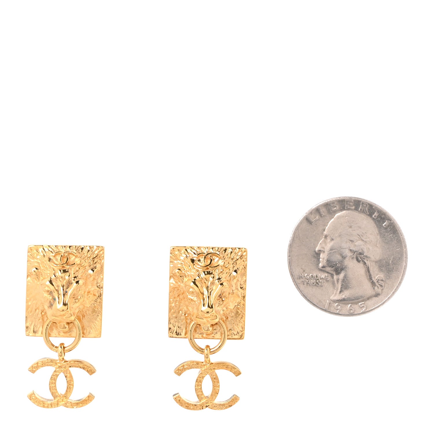 Chanel Metal CC Lion Earrings Gold 2 of 5